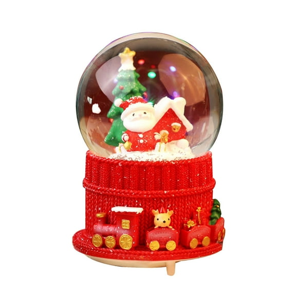 B Festive Snow Globe Music Box With Automatic Rotation Christmas Theme Decor Childrens Gift For Birthdays New Year 11Cm Height Abs Electronic Components