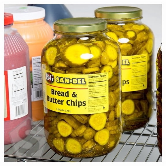 B&G 1 Gallon Sliced Bread and Butter Pickle Chips - 4/Case