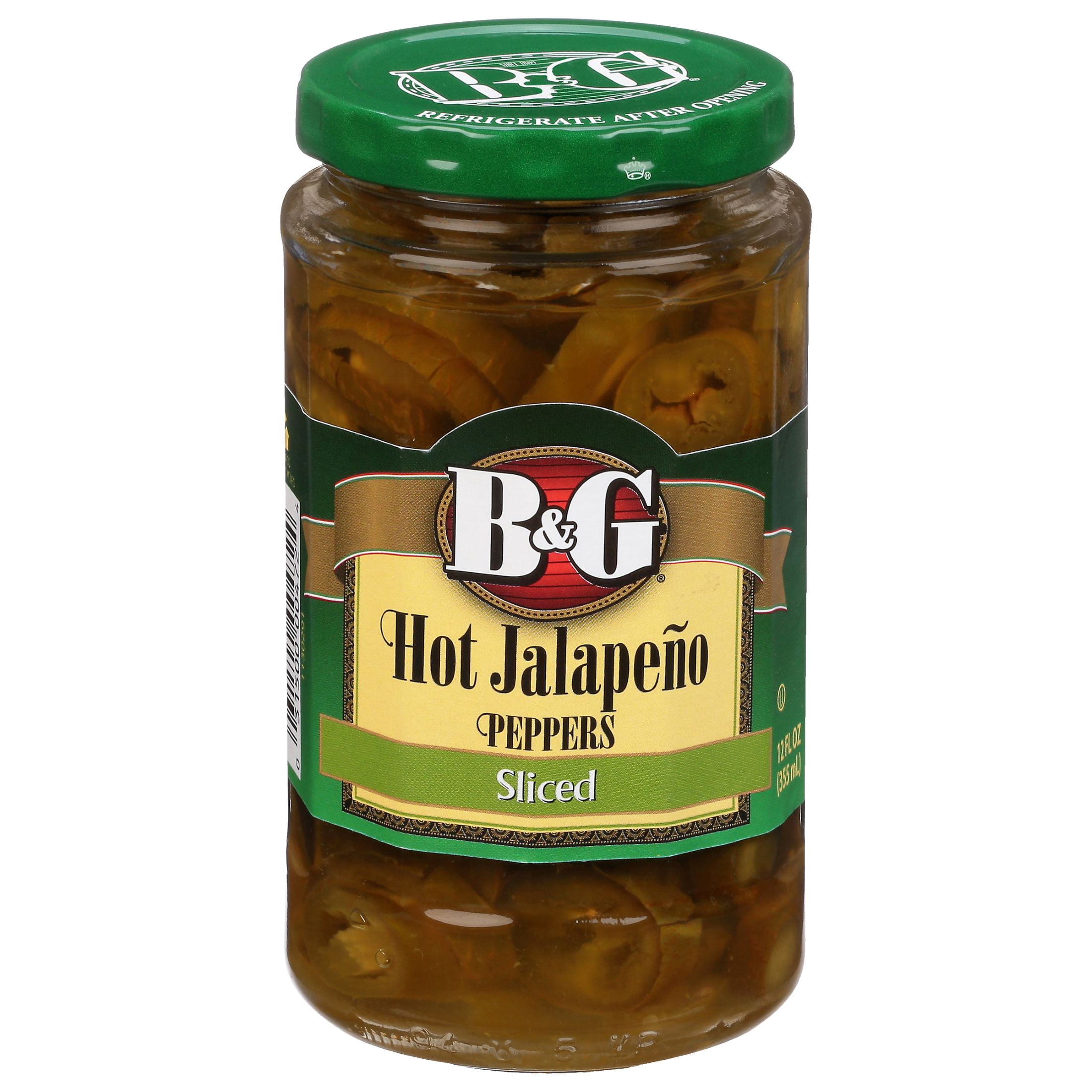 B&G Hot Jalapeno Peppers, Sliced, Kosher, Shelf-Stable, 12 fl oz Jar