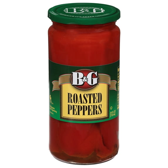 B&G Roasted Peppers, Kosher, No Allergens, Shelf-Stable, 24 fl oz Jar