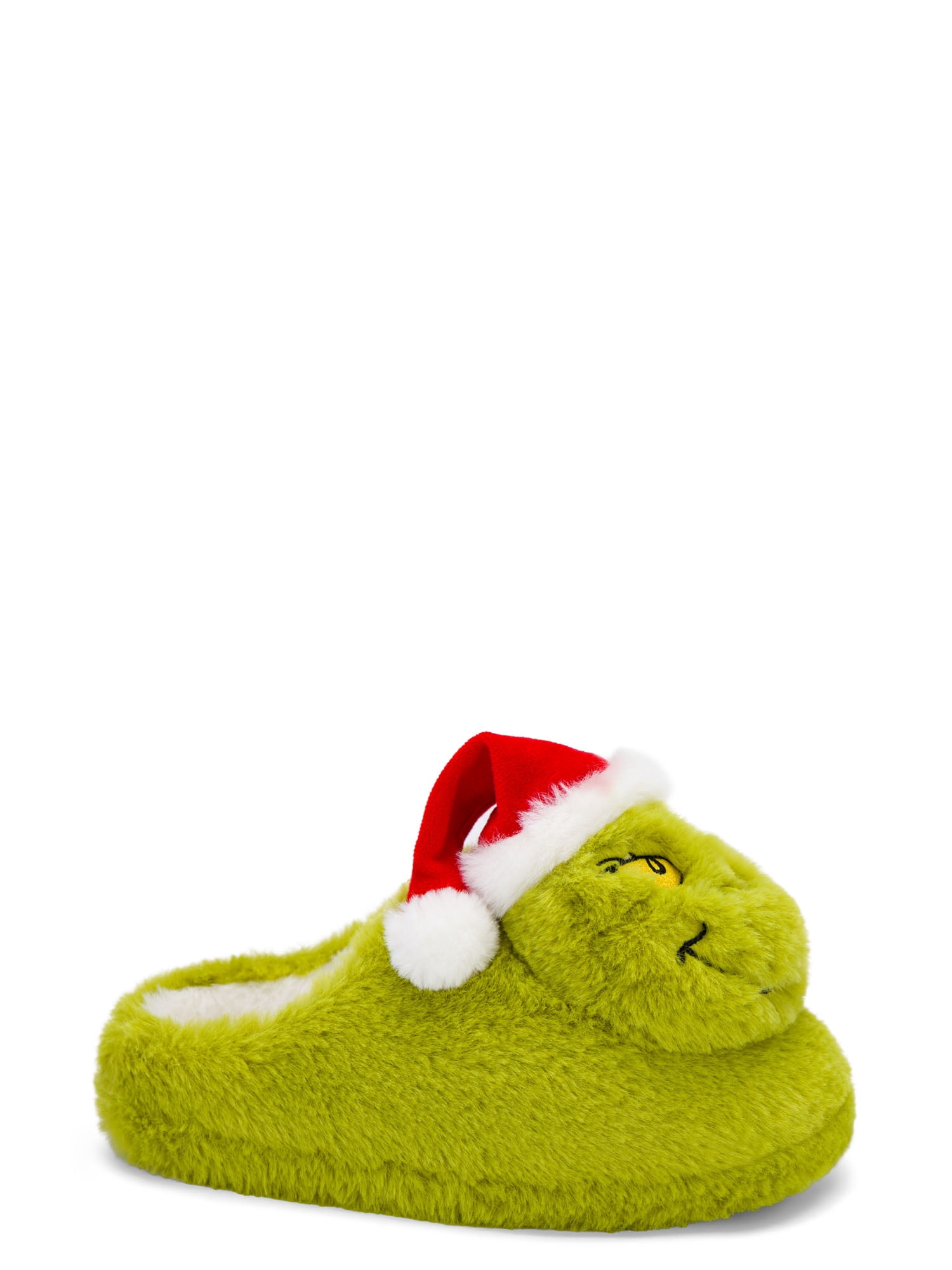 Dr. Seuss Grinch Little & Big Boys 3D Face Plush Clog Slippers