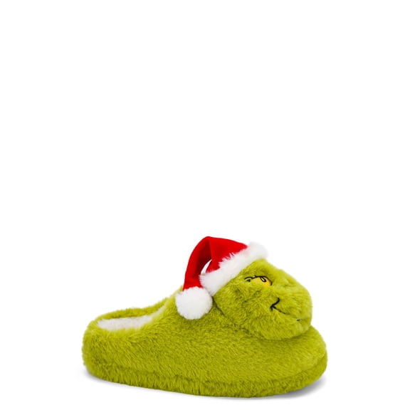 Dr. Seuss Grinch Little & Big Boys 3D Face Plush Clog Slippers