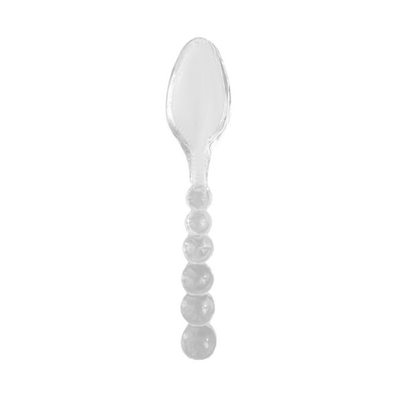B Glass Fork Spoon Tableware Set, Beaded Handle For Kitchen Dining, 2-Piece, Clear