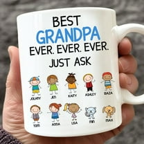 B Grandpa Ever Just Ask Custom Mug, Personalized Father's Day Gift for Papa, Funny Coffee Mug, Unique Gift from Grandchildren for Grandfather
