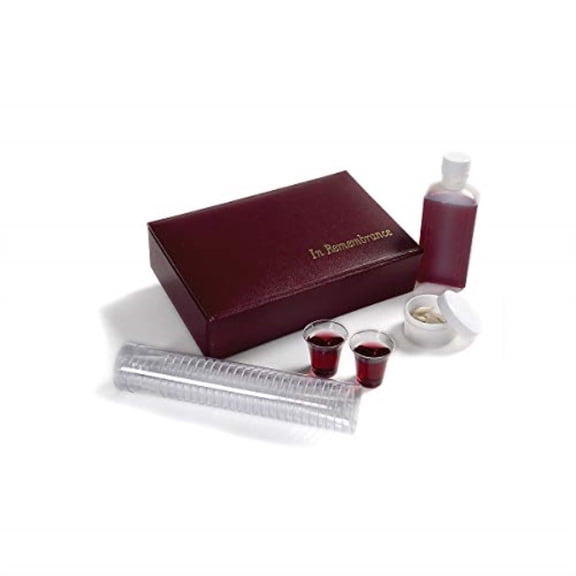 Communion-Remembrance Portable-Maroon LeatherLook (25 Cups)