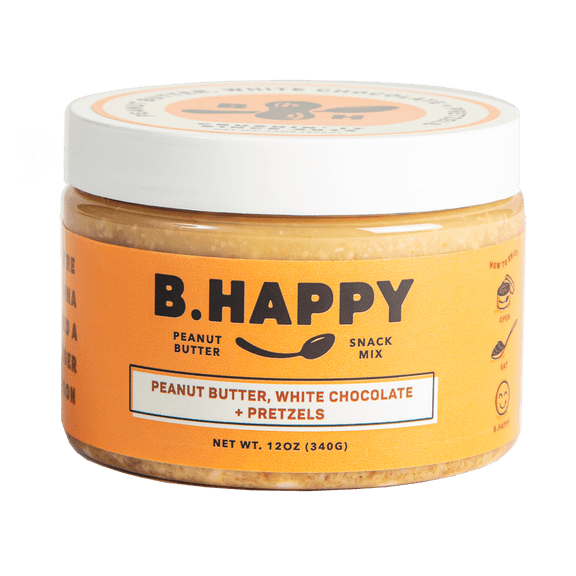B Happy Peanut Butter, All Natural, Dream Big - White Chocolate and Pretzel, Snacking Butter 12 oz