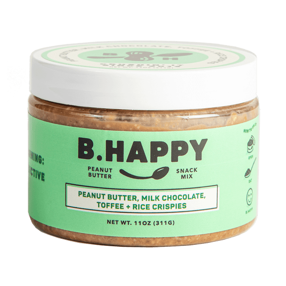 B Happy Peanut Butter, All Natural, Go Lucky - Milk Chocolate, Toffee + Rice Crispies 12 oz