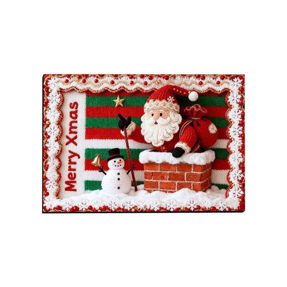 B Holiday Entrance Carpet With Santa Claus Pattern And Durable Polyester Construction