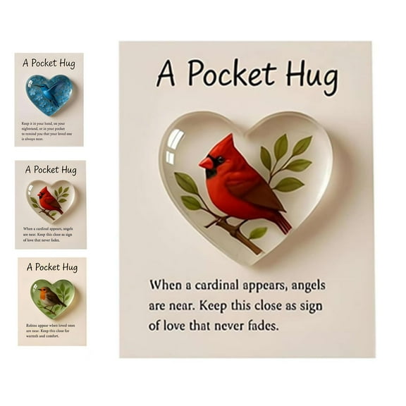 B Hummingbird Pocket Hug Gift Card Acrylic Keepsake Token Design B For Friends Family Appreciation And Encouragement