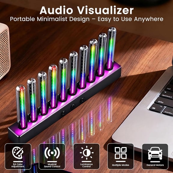 B.IVW Rechargeable Voice-Activated LED Music Spectrum Visualizer Light