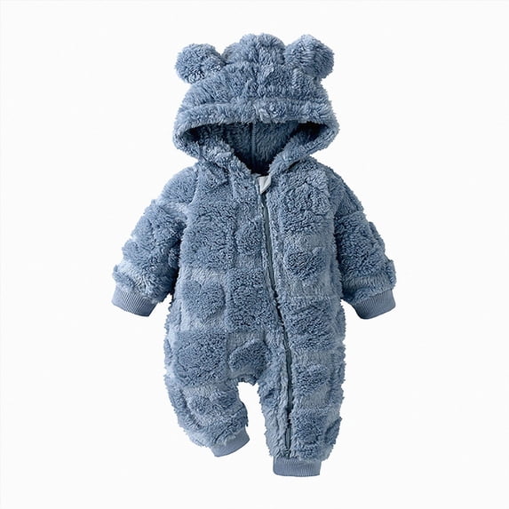 B Infant Jumpsuit Baby Hooded Jumpsuit Infant Toddler Winter Warm Snowsuit Footless Romper Outwear Newborn Fall Winter Gift Clothes,Light Blue Jumpsuit Bodysuit