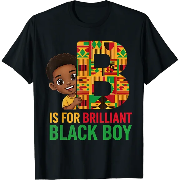 B Is For Brilliant Black Boy Tee Cute Alphabet T-shirt