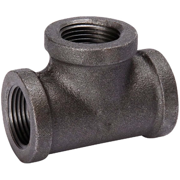 B&K Industries Black Iron Pipe Tee 1.5 Inch Malleable - Standard - Black, 1.5"
