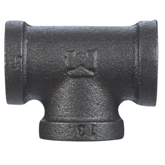 B&K Industries Black Iron Pipe Tee 1.5 Inch Malleable - Standard - Black, 1.5"
