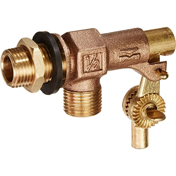 B & K 109-813 Tank Float Valve, 1/2 in, Male x Male, 20 TPI Rod, 1/4 in L Rod, Bronze Body