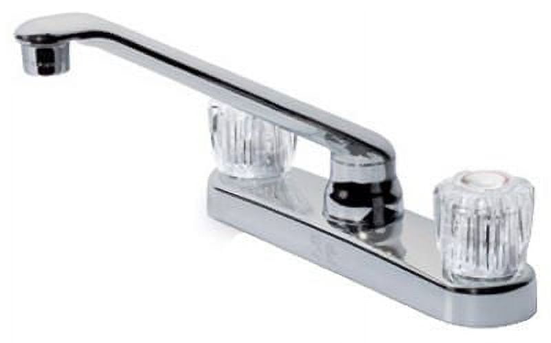 Chrome 8-Inch Deck Plate Kitchen Faucet with Clear Acrylic Knob Handles