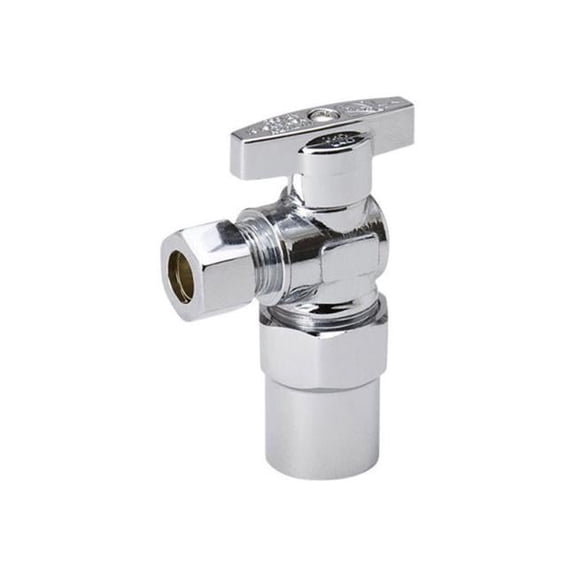 B & K 190-732HC Lead Free Angle Stop  Chrome Plated - 0.5 in. CPVC x 0.38 in. OD