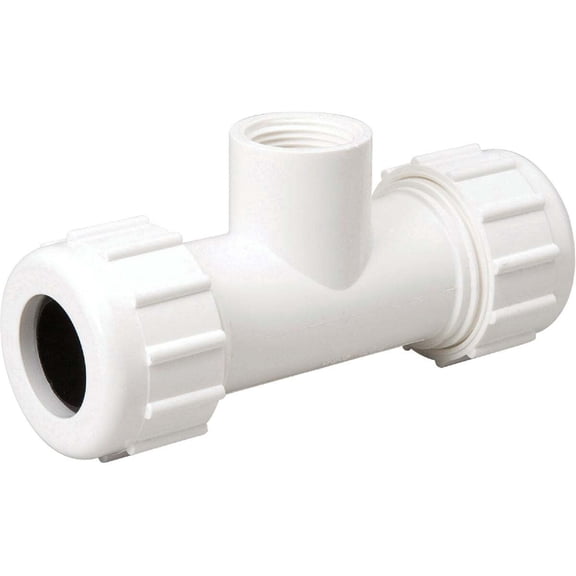 MUELLER B&K 2 In. x 2 In. PVC Compression Tee with 2 In. FIP Branch 162-108 Residential Use, Standard Application