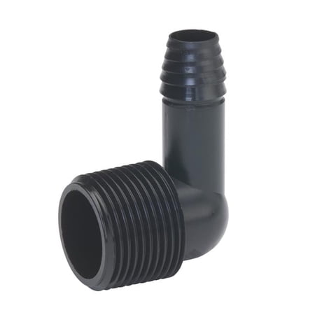 B&K 4000450 0.5 in. Barb x 0.75 in. Dia. MPT Polypropylene Elbow