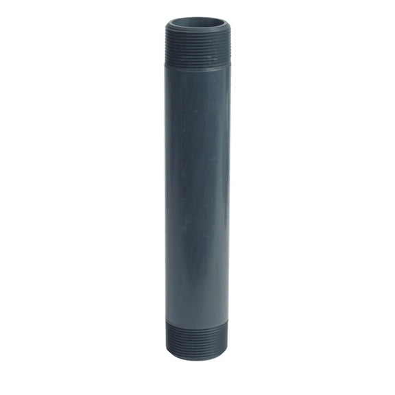 B & K 407-100 Schedule 80 PVC Nipple  Gray - 1.5 x 10 in.