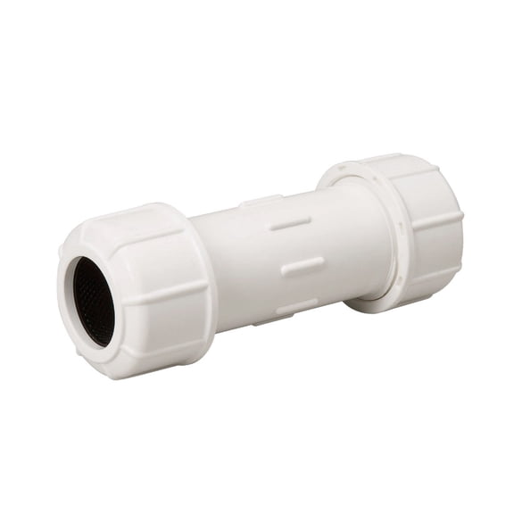 B & K Plastic Compression PVC Coupling - Pack of 2