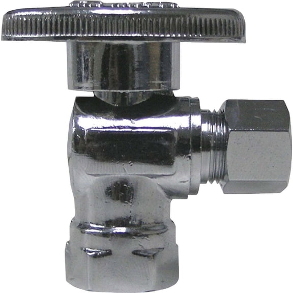 B And K Industries 190-232hc 1/2" Fip X 3/8" Comp Chrome Plated Brass 1/4 Angle Turn Valv