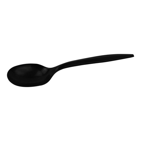 B-Kind Party Pack 100 Count Thick Strong and Durable Medium Weight Disposable Black Soup Spoons for Camping, Picnics, Parties &8Weddings