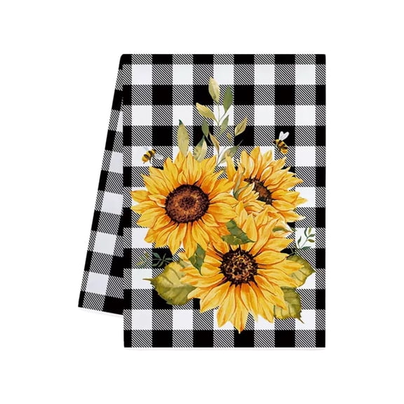 B Kitchen Dish Towel Hand Towel With Sunflower Pattern 23.6 X 15.8 Inch Highly Absorbent For Cooking Baking Drying Decor