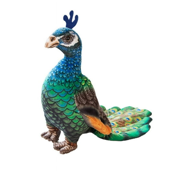 B Large Blue Crown Peacock Stuffed Animal Doll 13.7 Inches Tall Soft Plush Toy With Detailed Feathers Ideal For Home Decor And Special Occasion Gifts