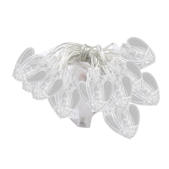 B Led Heart Shape Clip Light String, 1.5M 10 Lights Battery Powered For Room Wall Decor, White