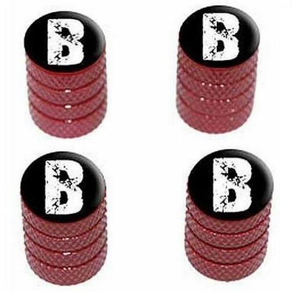 B Letter Distressed Tire Rim Wheel Aluminum Valve Stem Caps, Multiple Colors