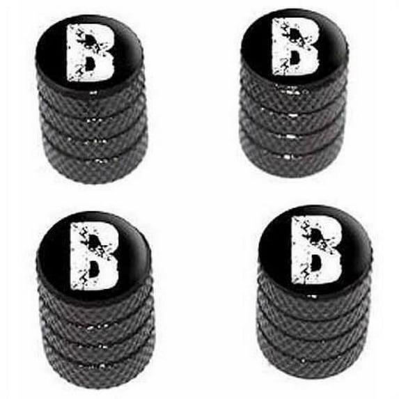 B Letter Distressed Tire Rim Wheel Aluminum Valve Stem Caps, Multiple Colors