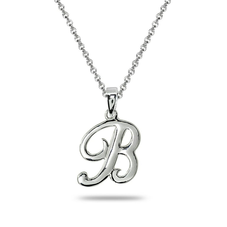 Sterling Silver Engraved Initial Disk Necklace - Polished Finish