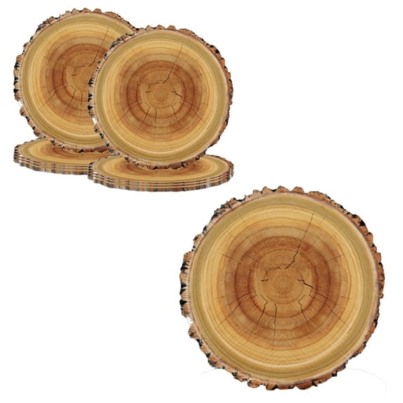 16 Pieces Camping Wood Grain Dinner Plates Hunters Plates Hunting Birthday Party Decorations Lumberjack Dinner Camping Party Decorations