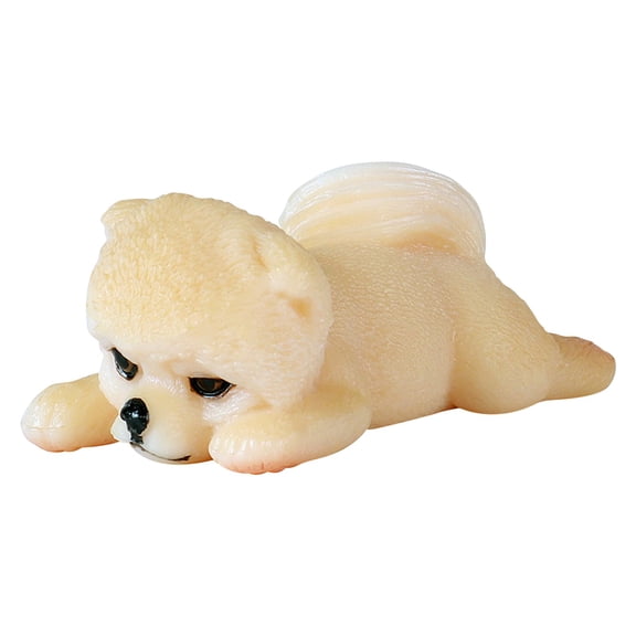 B Lying Pomeranian Dog Animal Model Figure Toy Colorful Simulation Kids Educational Collectible Fun