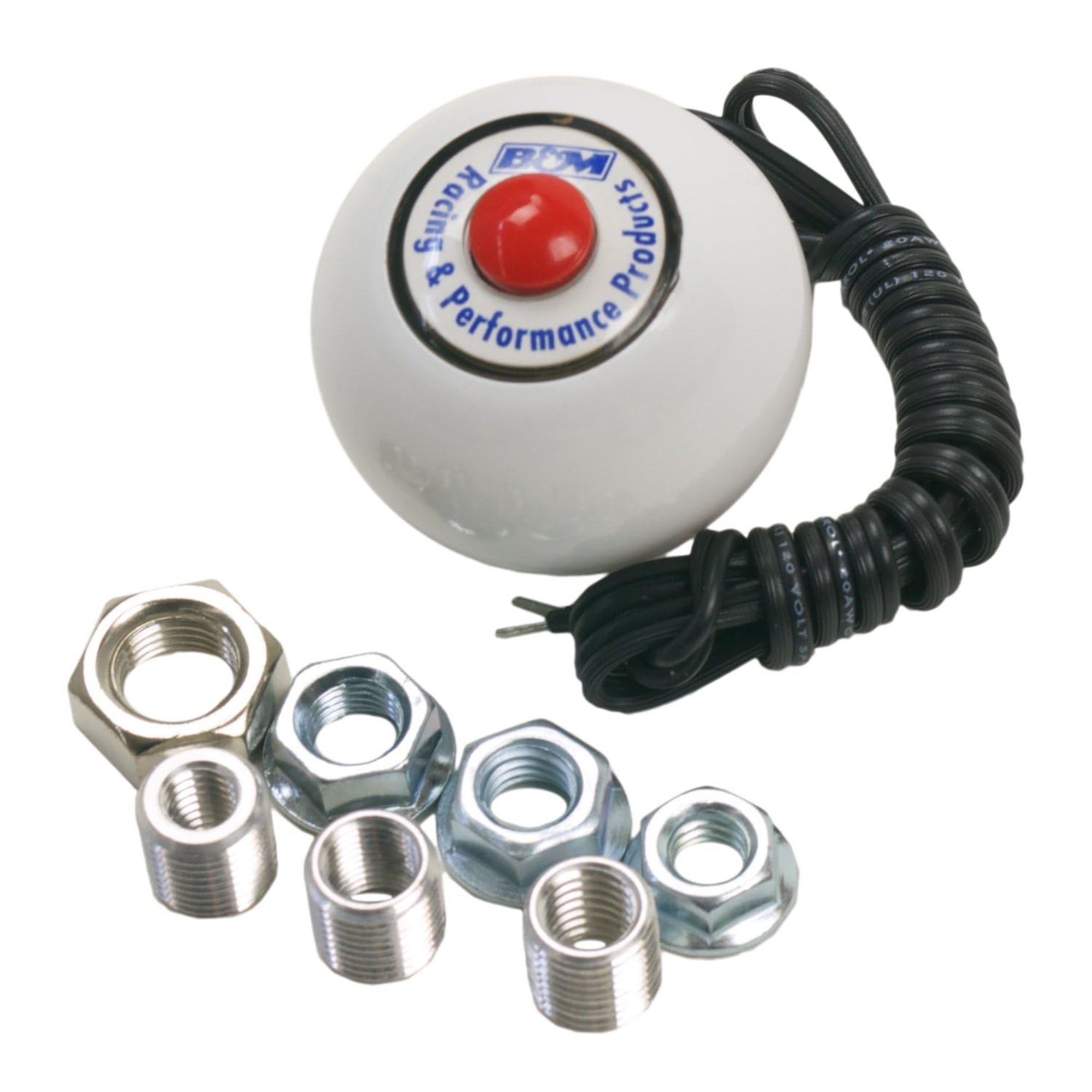 B&M 46112 White Replacement Shifter Knob with Button and SAE Threads