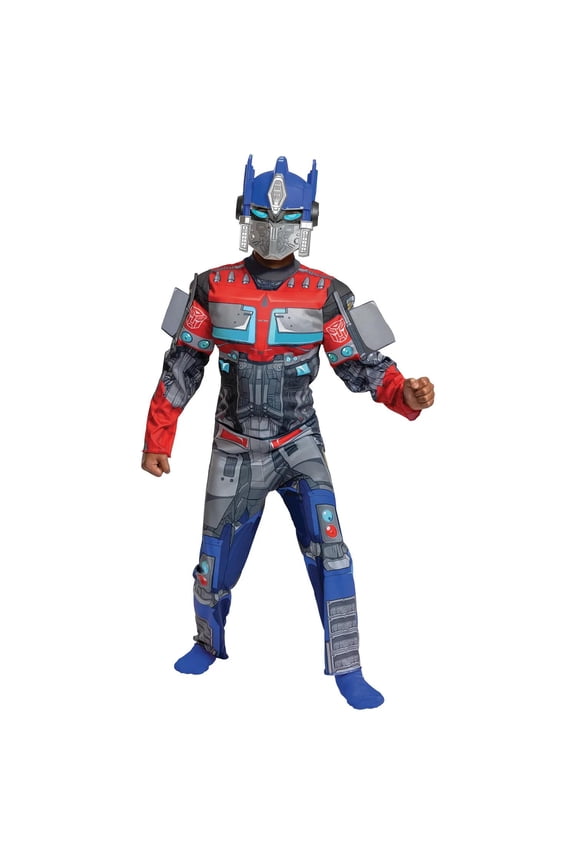 Boys' Transformers Rise of the Beasts Classic Optimus Prime Muscle Jumpsuit Costume - Size 10-12