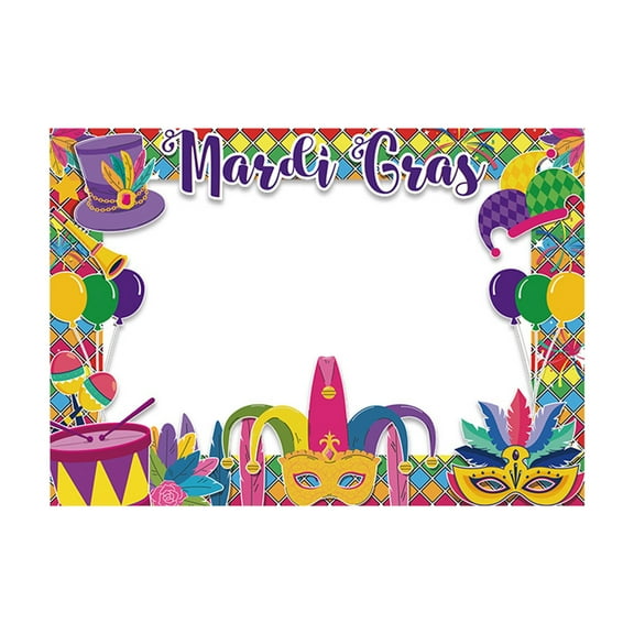 B Mardi Gras Party Photo Booth Props 21 Piece Set Includes Masks Crowns And Frame For Birthday Wedding Carnival Decorations