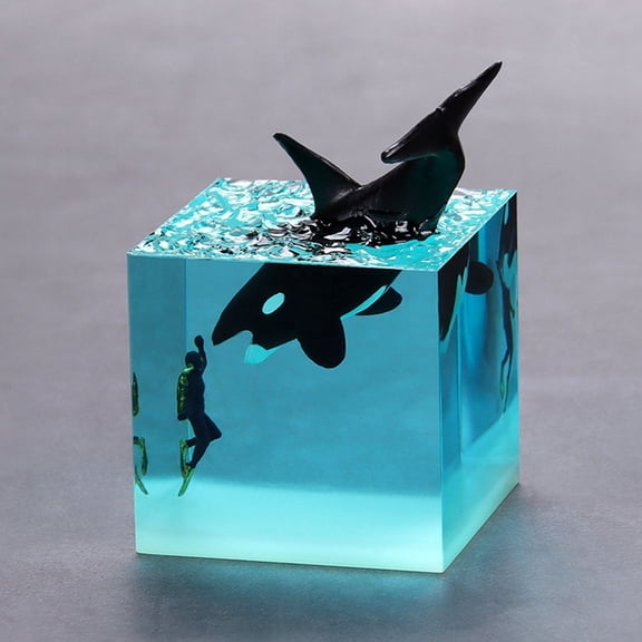 B-Marine Resin Whale Humpback Whale Diver Cube Ornament Home Birthday Gift Ornament