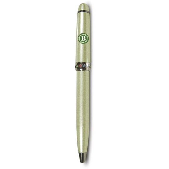 Pavilion Gift Company - "B" Monogrammed Green Pen - 4.25" with Colored Gems