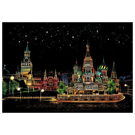 B Moscow Red Square Scratch Art Postcards Set Landmark Drawing Activity Educational Travel Inspired Craft Kit For Kids Adults