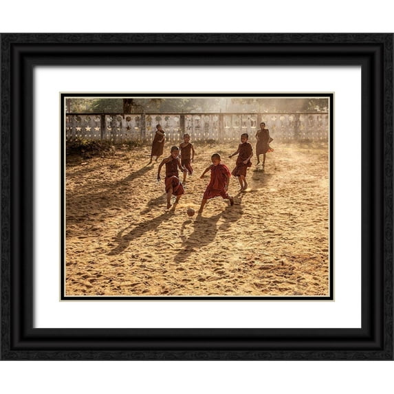 B N, Joe 32x25 Black Ornate Wood Framed with Double Matting Museum Art Print Titled - Play Is Equally Important As Pray