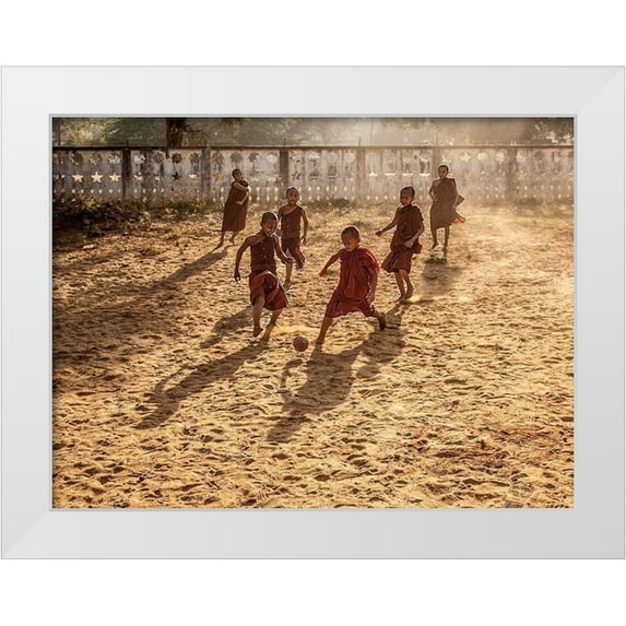 B N, Joe 32x25 White Modern Wood Framed Museum Art Print Titled - Play Is Equally Important As Pray