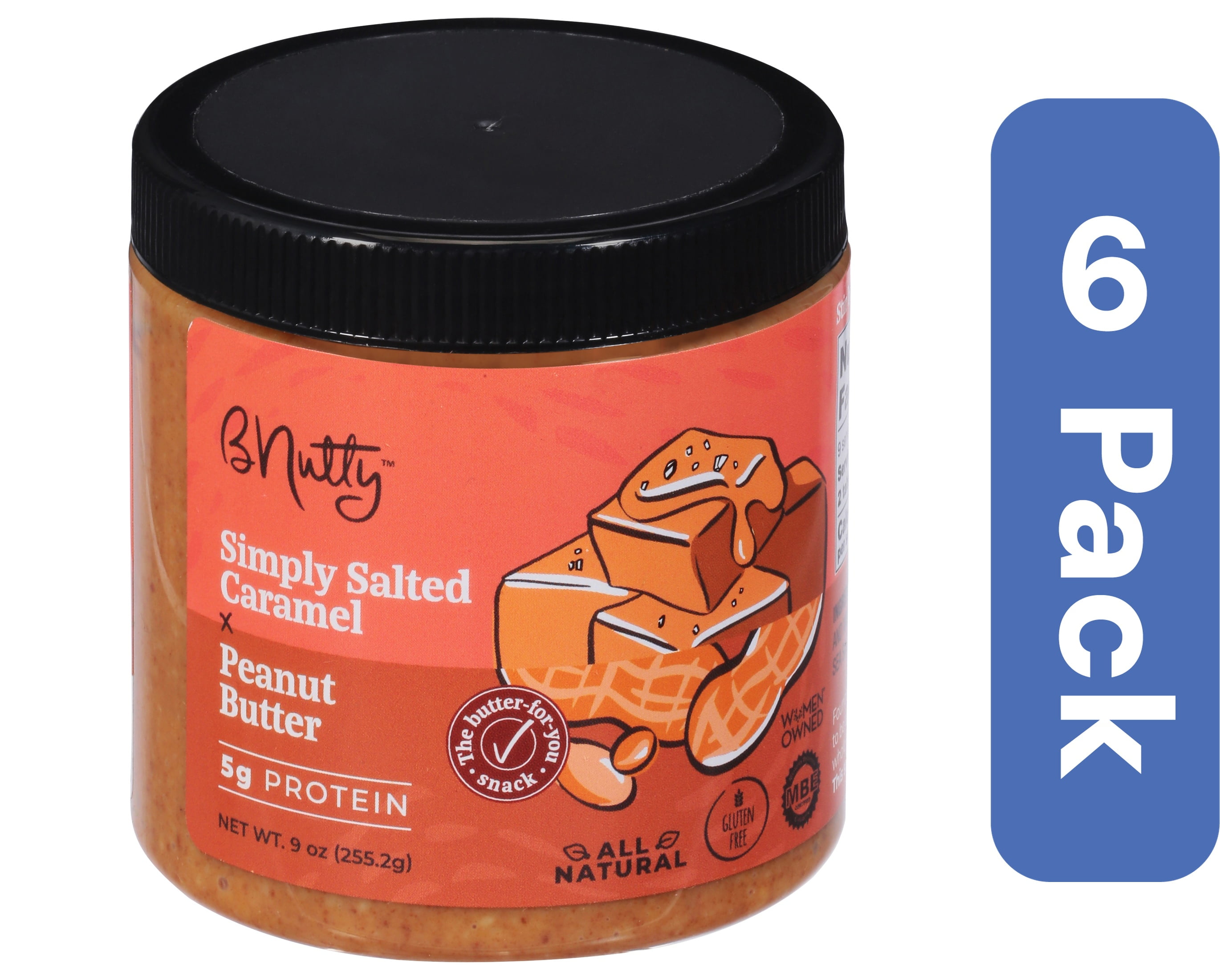 B Nutty Nut Butter Caramel Sea Salt 9 oz (Pack Of 6)