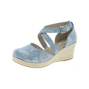 B.O.C. Born Concepts Womens Bree Embroidered Buckle Wedge Heels