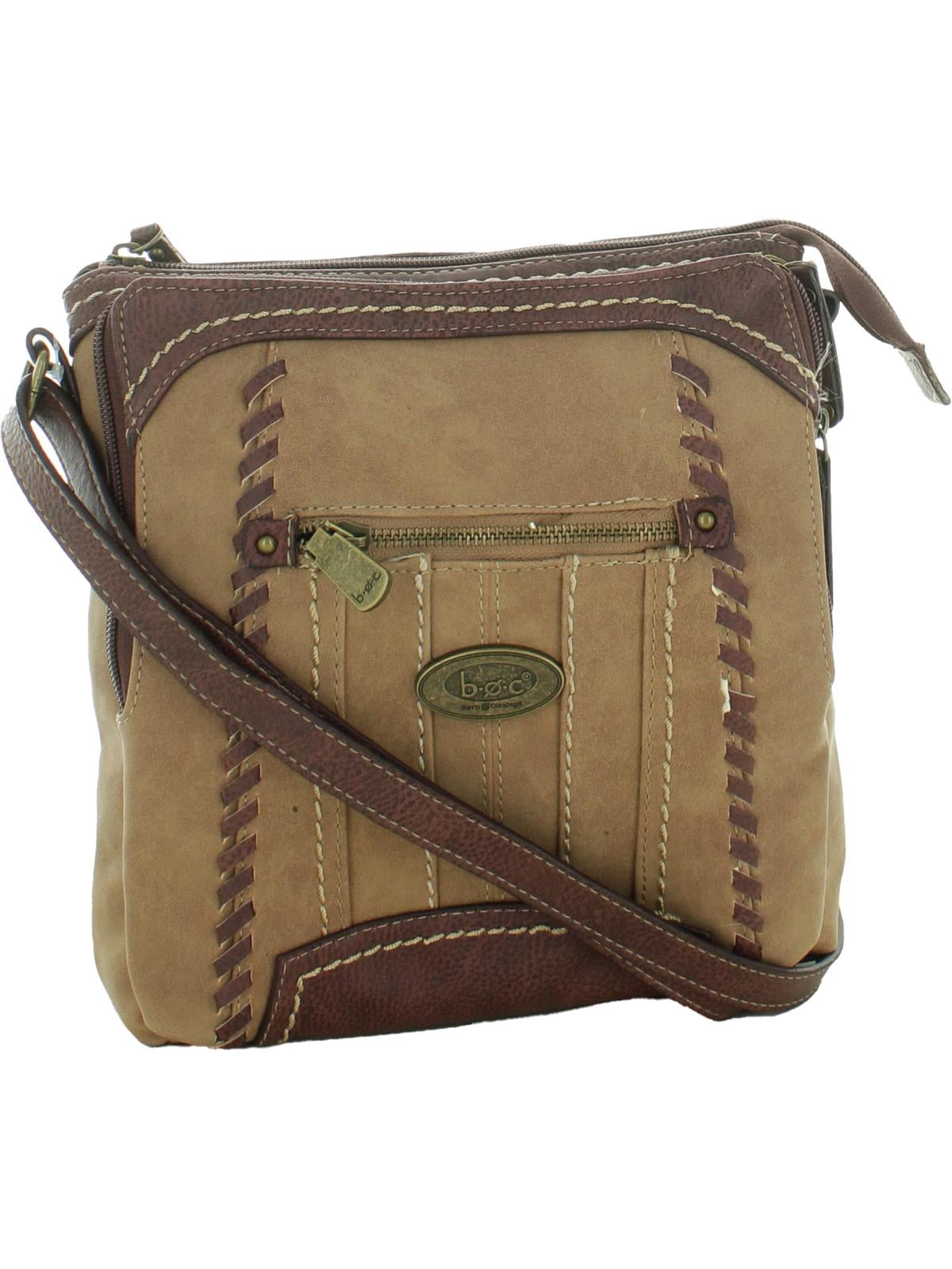 B.O.C. Born Concepts Womens Oakley Faux Leather Whipstitch Crossbody Handbag Walmart
