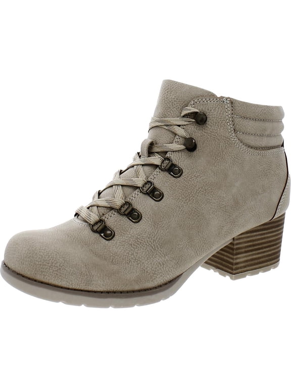 Womens Alder Faux Leather Block Heel Hiking Boots