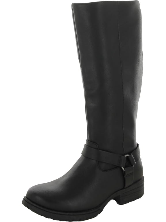 Womens CHESNEY Almond Toe Faux Leather Thigh-High Boots