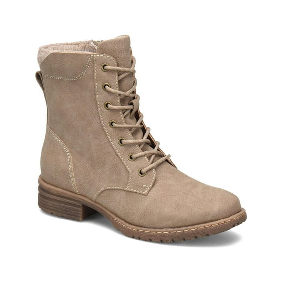 B.O.C. Womens Claudia Faux Leather Black Heel Combat & Lace-Up Boots