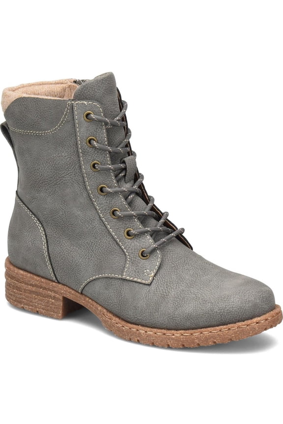 Womens Claudia Faux Leather Heeled Combat & Lace-Up Boots